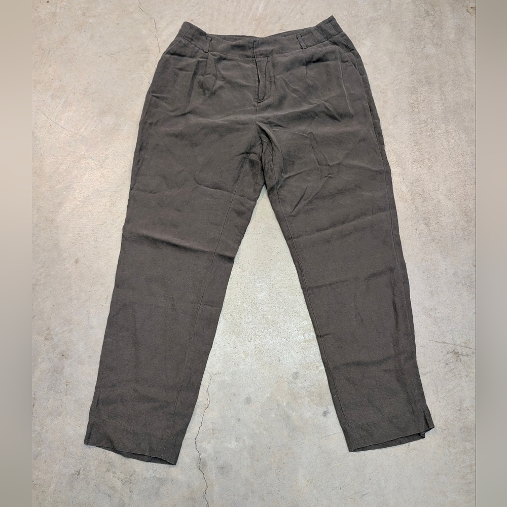Contemporaine Exclusive Simons Lyocell Linen Pants Women's 10 Ankle Gray